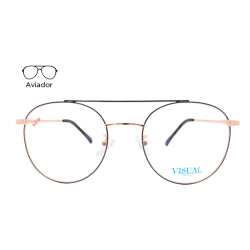 Lente Oftálmico Visual Eyewear METALVS19006 Dorado con negro