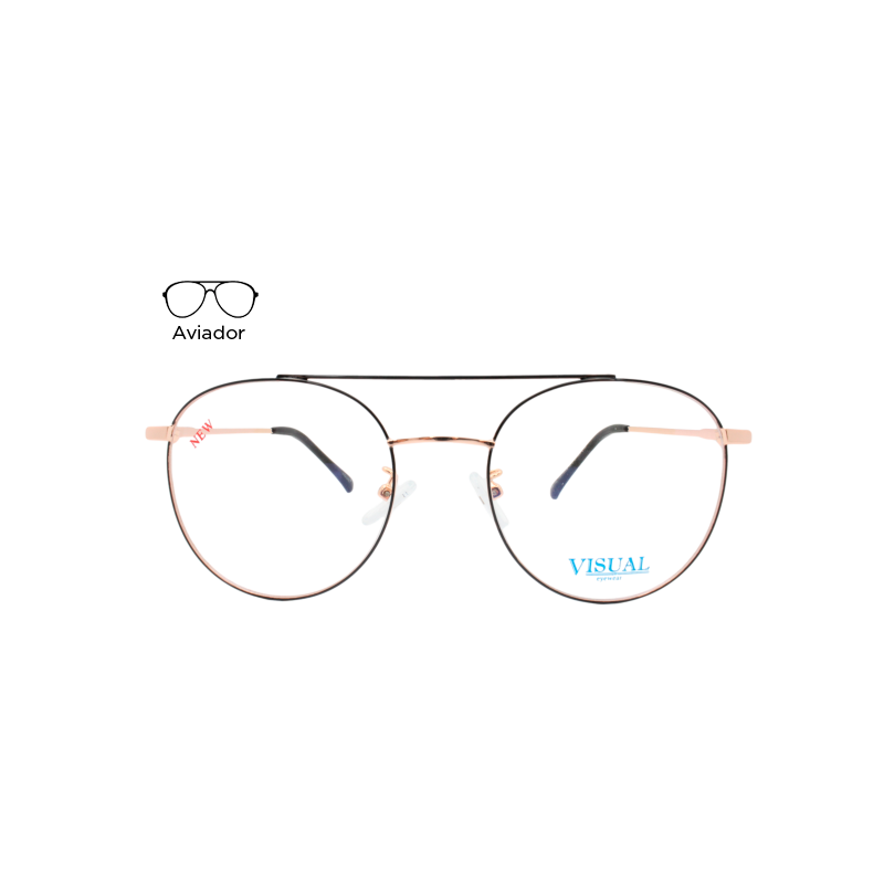 Lente Oftálmico Visual Eyewear METALVS19006 Dorado con negro