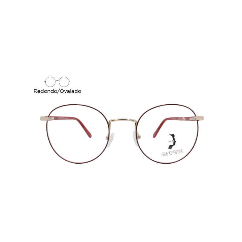 Lente Oftálmico Olive People ROUND006 Rojo con dorado