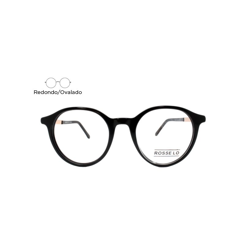 Lente Oftálmico Rosse Lo AC8021C1 Negro con dorado