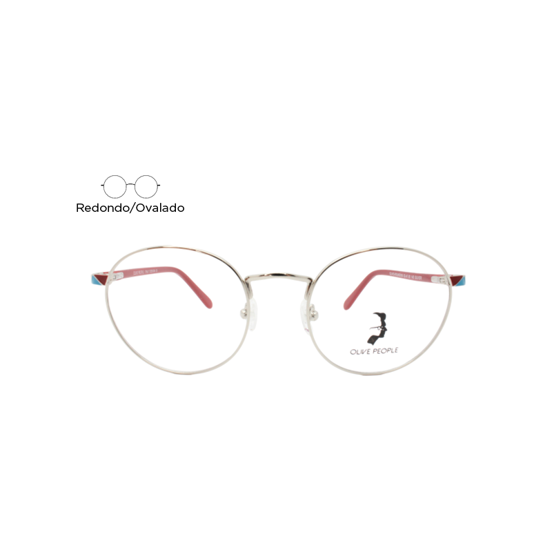 Lente Oftálmico Olive People ROUND009 Rojo con plata