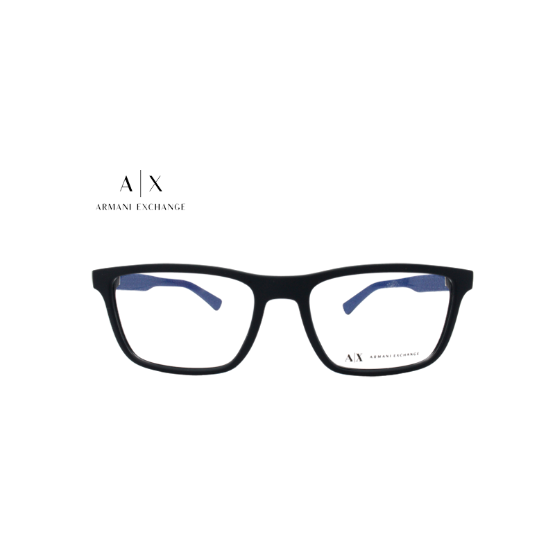 Lente Oftálmico marca Armani Exchange AX3067 Negro mate con azul